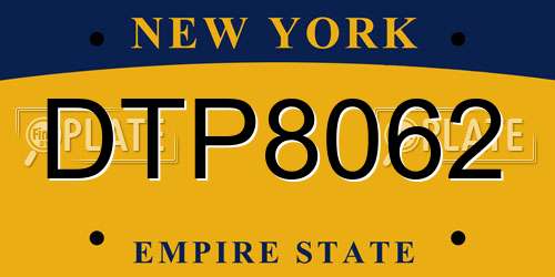 DTP8062 New York License Plate