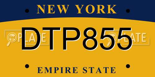DTP855 New York License Plate