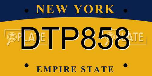 DTP858 New York License Plate