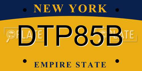 DTP85B New York License Plate