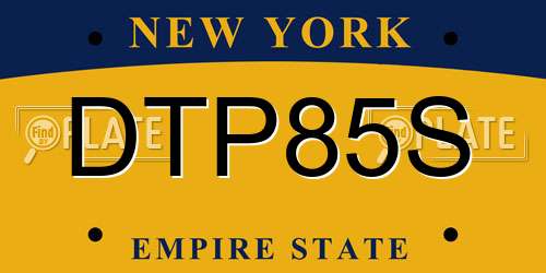DTP85S New York License Plate