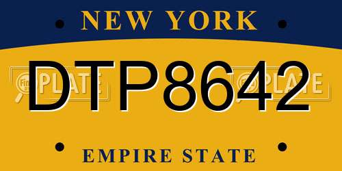 DTP8642 New York License Plate