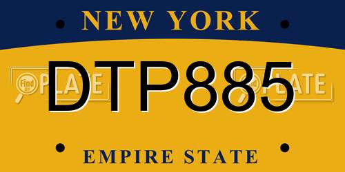 DTP885 New York License Plate