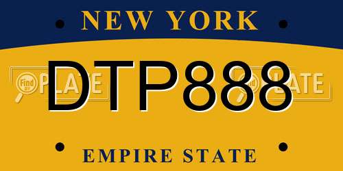 DTP888 New York License Plate