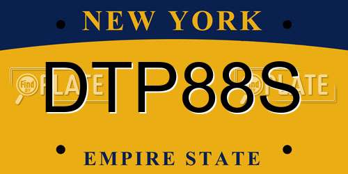 DTP88S New York License Plate
