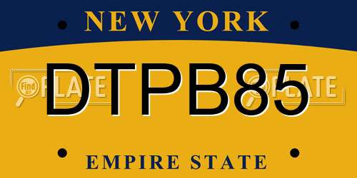 DTPB85 New York License Plate