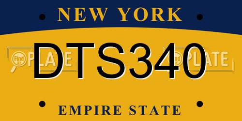 DTS340 New York License Plate