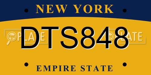 DTS848 New York License Plate