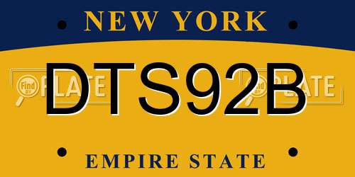 DTS92B New York License Plate