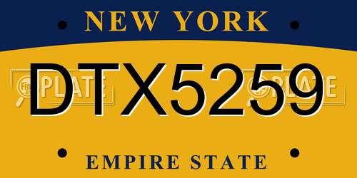 DTX5259 New York License Plate
