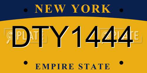 DTY1444 New York License Plate