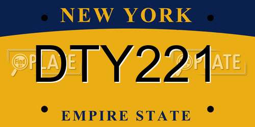 DTY221 New York License Plate