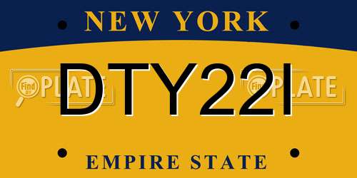 DTY22I New York License Plate