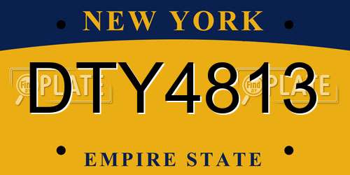 DTY4813 New York License Plate