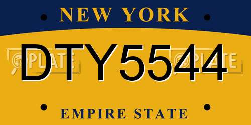 DTY5544 New York License Plate