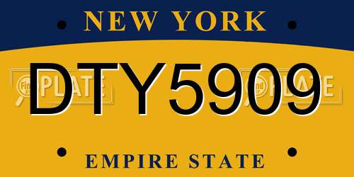 DTY5909 New York License Plate