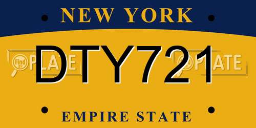 DTY721 New York License Plate