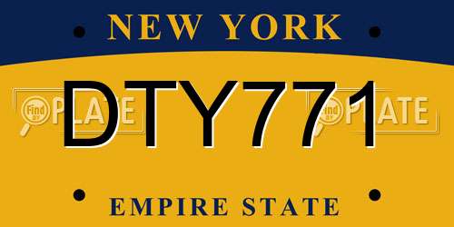 DTY771 New York License Plate