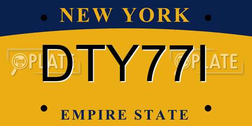 DTY77I New York License Plate