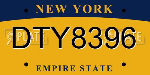 DTY8396 New York License Plate