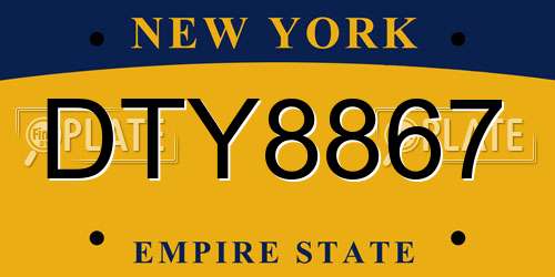 DTY8867 New York License Plate