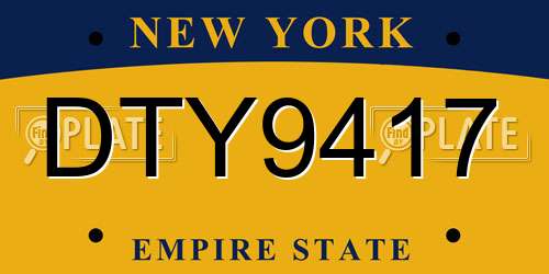 DTY9417 New York License Plate