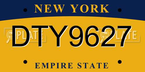 DTY9627 New York License Plate