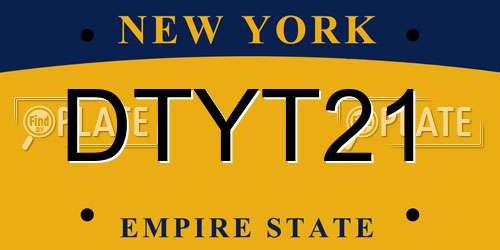 DTYT21 New York License Plate