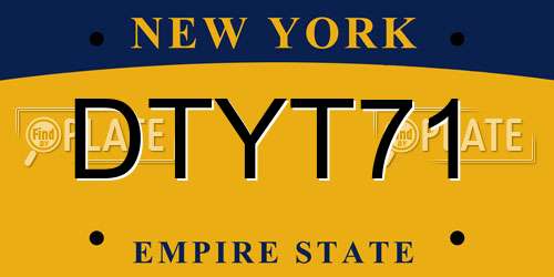 DTYT71 New York License Plate