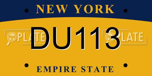 DU113 New York License Plate