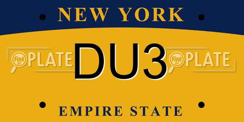 DU3 New York License Plate