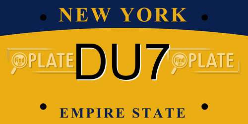 DU7 New York License Plate