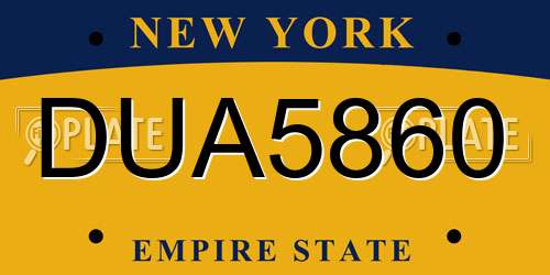 DUA5860 New York License Plate