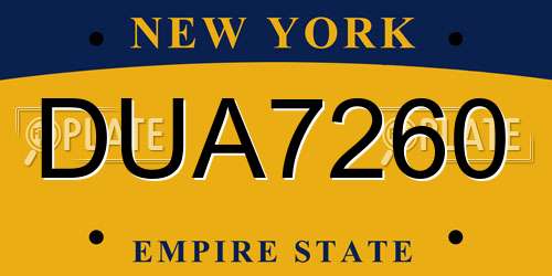 DUA7260 New York License Plate