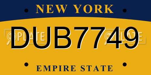 DUB7749 New York License Plate