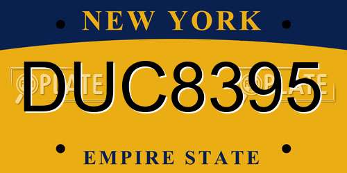 DUC8395 New York License Plate