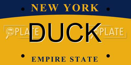 DUCK New York License Plate