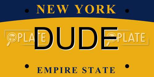 DUDE New York License Plate