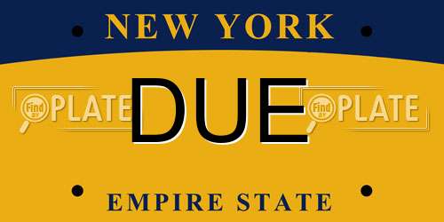 DUE New York License Plate