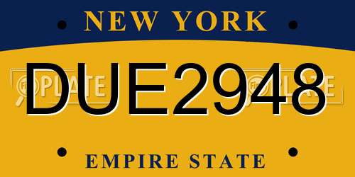 DUE2948 New York License Plate