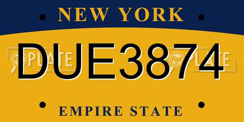 DUE3874 New York License Plate
