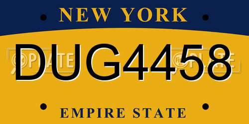 DUG4458 New York License Plate