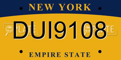 DUI9108 New York License Plate