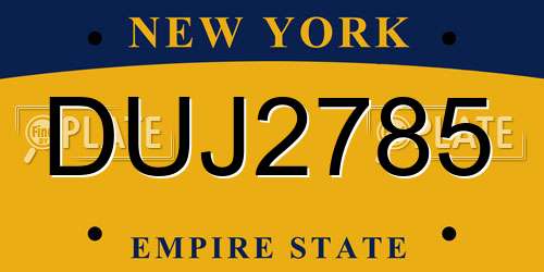 DUJ2785 New York License Plate