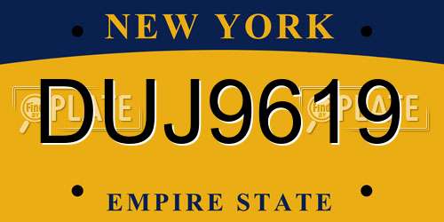 DUJ9619 New York License Plate