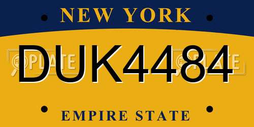 DUK4484 New York License Plate