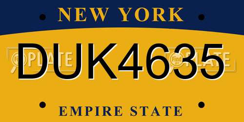 DUK4635 New York License Plate
