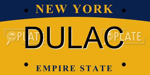 DULAC New York License Plate
