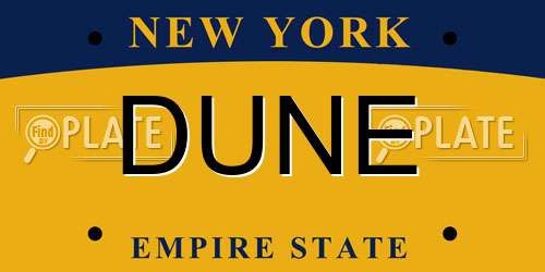 DUNE New York License Plate