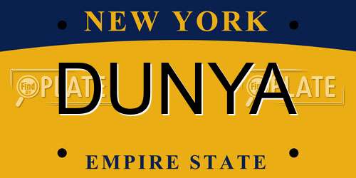 DUNYA New York License Plate